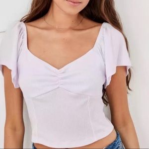 AE cinch-front flutter short sleeve shirt